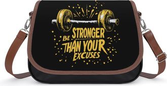 Generic Be Stronger Than Your Excuses Leather Crossbody Bags for Women Messenger Handbag Purse Shoulder Bag