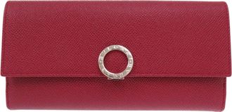 Bulgari Bvlgari Bvlgari Silver Red Color Leather Long Wallet (Bi-Fold) (Pre-Owned)