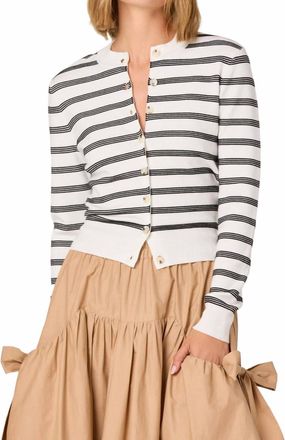 Astr Tawni Stripe Cardigan In Black & White