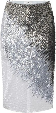 Elisabetta Franchi Tule Midi Rok - Dames - Midirokken - Grijs - XS - Tule - Rokken