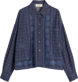 Max Mara Shirts, female, Blue, 2XS, Laser-cut denim shirt in navy
