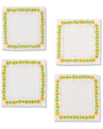 Tiramisu Set Of 4 Mirasol Beaded Linen Cocktail Napkins