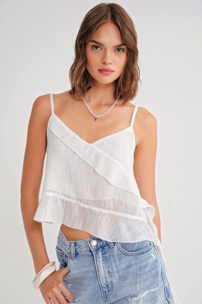 Mixray Gelaagd Textuur V-Hals Crop Top