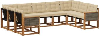 vidaXL Conjunto De Sof&aacute;s De Exterior 9 Uds. Natural Y Beige Vidaxl