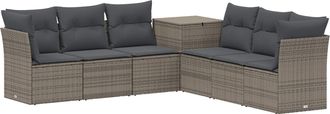 vidaXL Juego De Sof&aacute; 7 Uds. Gris Y Gris Oscuro Rat&aacute;n Sint&eacute;tico Y Acero Vidaxl