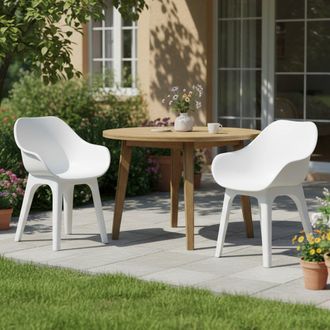 Dmora Sillas De Exterior Oakahalla, 2 Sillas, Brazos Hechas En Italia, Soporta 120 Kg, Blanco