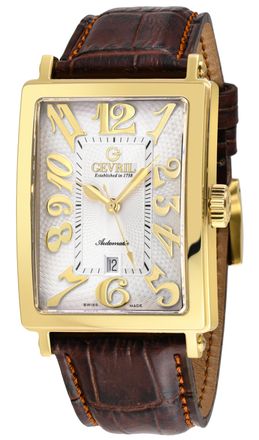 Gevril Group Mens Avenue of Americas 15100-7 Swiss Automatic SW200 White dial Light Brown Leather Date Watch - One Size