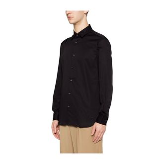 Emporio Armani Casual Shirts, male, Black, Size: 2XL Stretch Pima Cotton Shirt