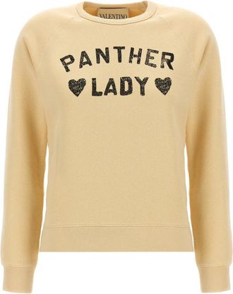 Valentino Garavani Panther Lady Sweatshirt - Dames - Sweatshirts - Beige - L - Katoen - Hoodies & sweatvesten