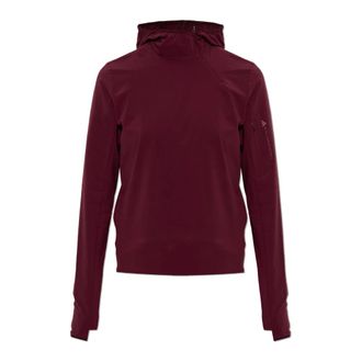 adidas by Stella McCartney Running Hybrid Open-Back Hooded Long Sleeve Pullover - Dames - Sportshirts - Roze - M - Fitness