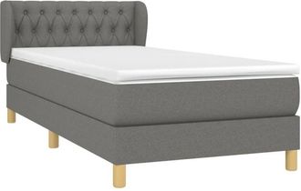 vidaXL Cama Box Spring Con Colch&oacute;n Tela Gris Oscuro 100x200 Cm Vidaxl