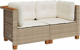 vidaXL Vidaxl - Sofás de esquina jardín con cojines 2 uds ratán sintético beige