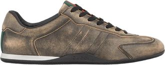 Gucci Web-detail Logo Sneaker - Heren - Sneakers - Beige - 42 1/2 EU - Leer - Schoenen