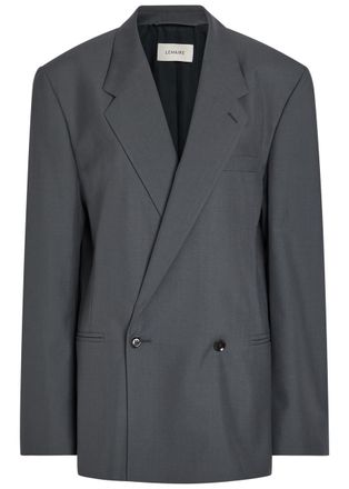 Christophe Lemaire Double-breasted Woven Blazer - Dark Grey - Xxs (UK4 / Xxs)