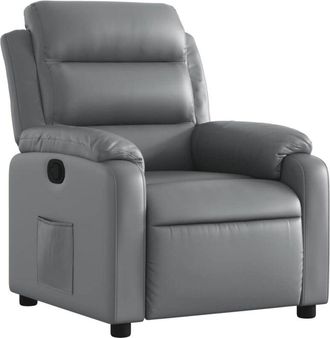 vidaXL Sill&oacute;n Reclinable De Cuero Sint&eacute;tico Gris Vidaxl