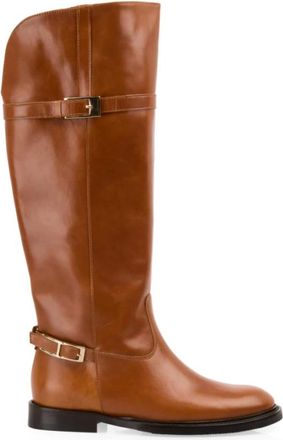 Marc Cain Leren rijlaarzen met gespen - Dames - Schoenen - Bruin - Maat: 38 EU Leer