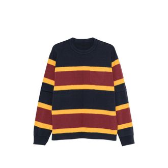 sacai Striped-knit Layered-sleeve Sweater