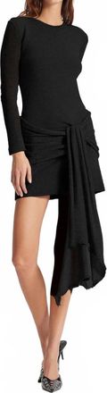 NOMIA Womens Sheer Sleeve Draped Front Dress In Black