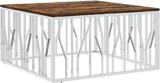 vidaXL Vidaxl - Mesa De Centro Acero Inoxidable Y Madera Reciclada Plateada