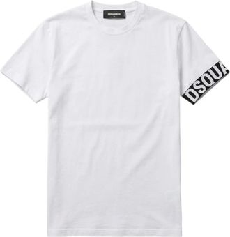Dsquared2 T-Shirts, male, White, Size: 2XL Slim Fit T-shirt with Sleeve Logo