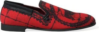 Dolce & Gabbana Rode Zwarte Torero Loafers Slippers Heren Schoenen