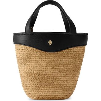 Helen Kaminski Ama Braided Raffia Bucket Bag in Natural/Black at Nordstrom