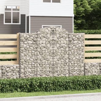 Berkfield Home Arched Gabion Baskets 6 pcs 200x50x160/180 cm Galvanised Iron in Silver