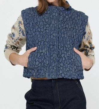 Current Air Cropped Quilting Vest In Denim