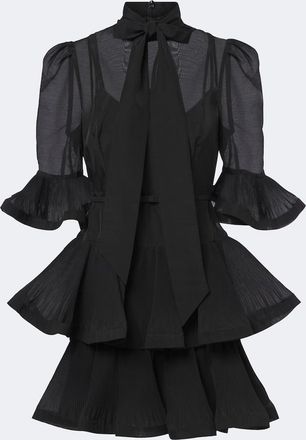 Zimmermann Pleated tie-neck minidress