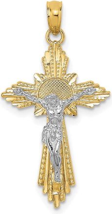 Diamond2Deal 10K Two-tone Diamond-Cut Crucifix Pendant