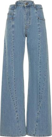 Maison Margiela Iconische Achtersteek Katoenen Jeans - Dames - Loose Fit Jeans - Blauw - XS - Katoen - Jeans