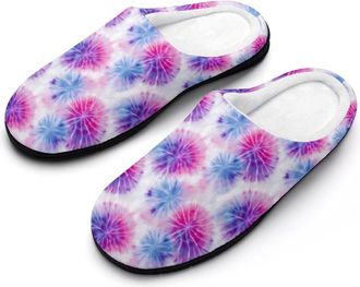 Generic Tie Dye Trippy Printed Men Slippers Funny House Shoes Cotton Slipper for Indoor Outdoor