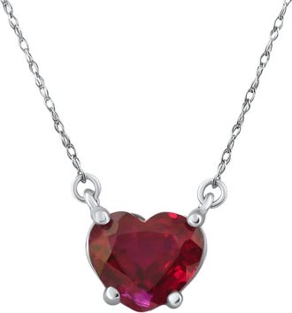 Pompeii3 3Ct Heart Solitaire Ruby Pendant Necklace 14k Gold Lab Grown 18 Size: Medium