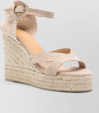 Castaner organic cotton ankle-strap platform wedge espadrilles