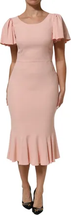 Dolce & Gabbana Womens Pink Viscose Short Sleeves Sheath Midi Dress 46+03+vi