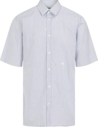Maison Margiela White Blue Ss Cotton Shirt-Uomo