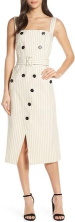 Caara Lody Button Front Belted Midi Dress in Beige at Nordstrom, Size X-Large