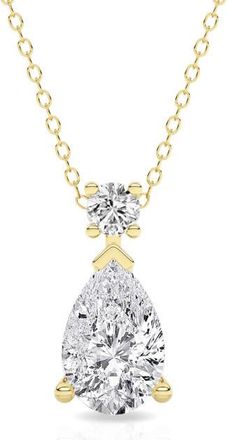 Grown Brilliance 0.95 Carat 14K Yellow Gold Pear Shape Lab Grown Diamond 18 Pendant Necklace for Women- Color/Clarity-GVSI