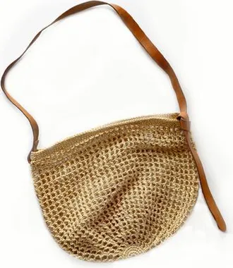 Minga London Maria Woven Market Bag - Leather Strap in Natural at Nordstrom