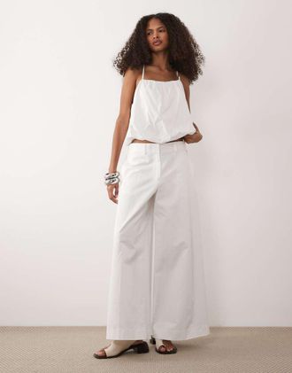 A|X Armani Exchange Pantaloni a fondo ampio bianchi in coordinato-Bianco