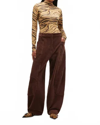 Ganni Corduroy Curved Trousers In Chicory Coffee Brown