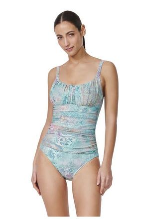 Gottex Souk Shirred Peasant One Piece in Multi-Turquoise at Nordstrom, Size 16