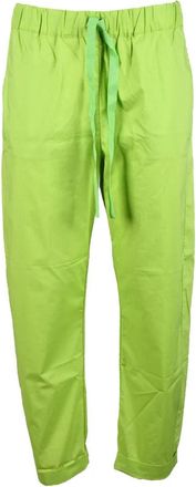 Semicouture Cropped Cotton Trousers with Relaxed Fit and Drawstring Waistband