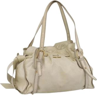 Miu Miu Pre-owned Shoulder Bag - Dames - Vintage Schoudertas - Beige - ONE Size - Leer - Vintage