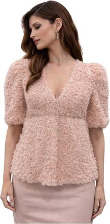 Aniye By Feather-Effect Puff Sleeve Top - Dames - Blouses - Roze - M - Polyester - Overhemden