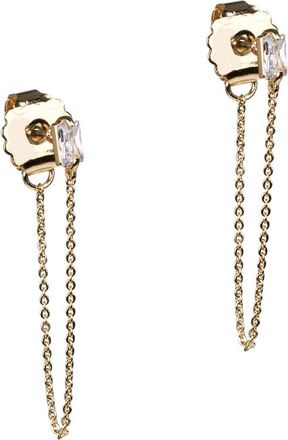 Kenneth Jay Lane Baguette Cubic Zirconia Draped Chain Front/Back Earrings in Clear/Gold at Nordstrom Rack