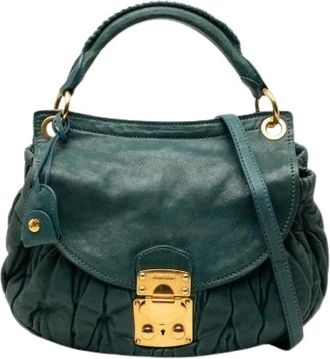 Miu Miu Pre-owned Handbags, female, Green, Size: ONE SIZE Pre-owned Matelasse Leather 2way Bag