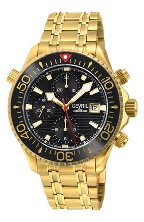 Gevril Group Hudson Yards Swiss Automatic Chronograph Watch, 43mm in Gold at Nordstrom Rack