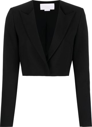 Genny cropped peak-lapel blazer - women - Polyester/Acetate/Spandex/Elastane/Spandex/Elastane/Silk - 42 - Black