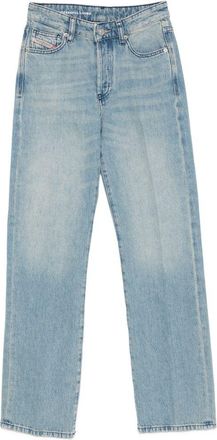 Diesel Light Blue Straight-Leg Jeans with Logo Detail